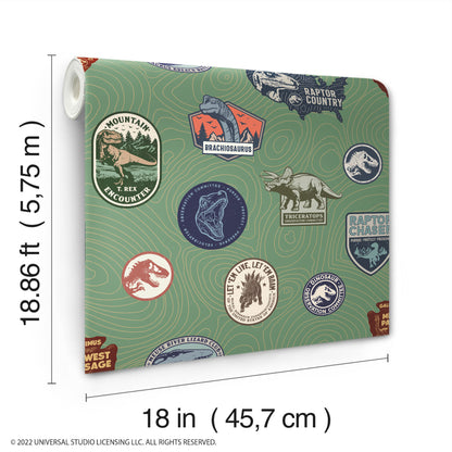 York Wallcoverings RoomMates Jurassic World Badges Peel and Stick Wallpaper  Licensed Multicolor  Wallpaper - RMK12396RL