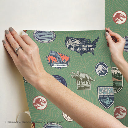 York Wallcoverings RoomMates Jurassic World Badges Peel and Stick Wallpaper  Licensed Multicolor  Wallpaper - RMK12396RL