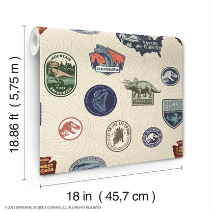 York Wallcoverings RoomMates Jurassic World Badges Peel and Stick Wallpaper  Licensed Multicolor  Wallpaper - RMK12397RL