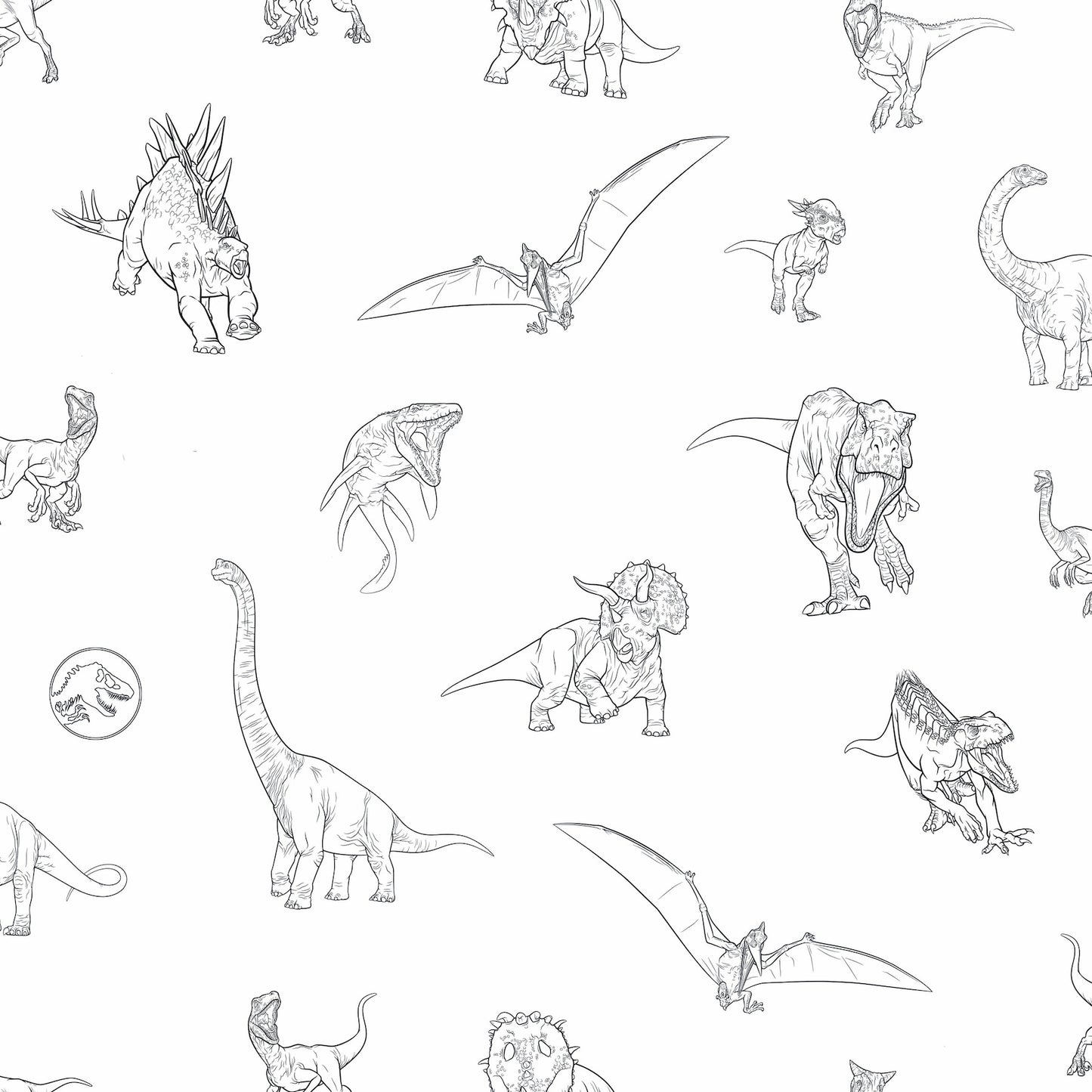 York Wallcoverings RoomMates Jurassic World Dinosaurs Black Peel and Stick Wallpaper Whimsical Licensed Blacks  Wallpaper - RMK12398RL