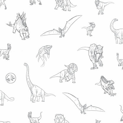 York Wallcoverings RoomMates Jurassic World Dinosaurs Black Peel and Stick Wallpaper Whimsical Licensed Blacks  Wallpaper - RMK12398RL