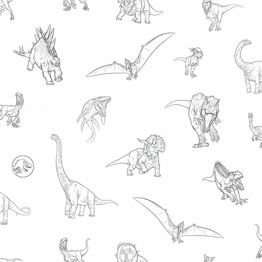 York Wallcoverings RoomMates Jurassic World Dinosaurs Black Peel and Stick Wallpaper Whimsical Licensed Blacks  Wallpaper - RMK12398RL