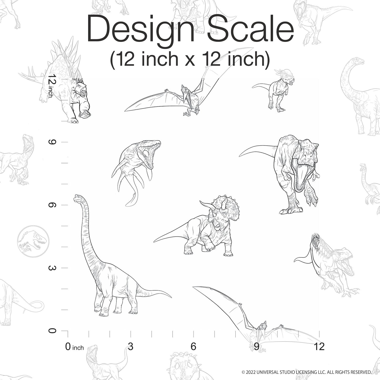 York Wallcoverings RoomMates Jurassic World Dinosaurs Black Peel and Stick Wallpaper Whimsical Licensed Blacks  Wallpaper - RMK12398RL