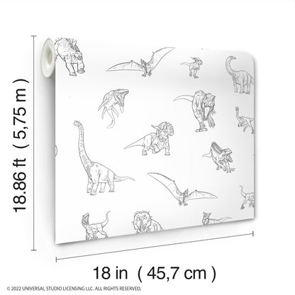 York Wallcoverings RoomMates Jurassic World Dinosaurs Black Peel and Stick Wallpaper Whimsical Licensed Blacks  Wallpaper - RMK12398RL