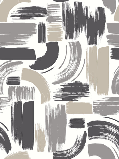 York Wallcoverings RoomMates Modern Brushstrokes Grey Peel and Stick Wallpaper  Abstract Greys  Wallpaper - RMK12414RL