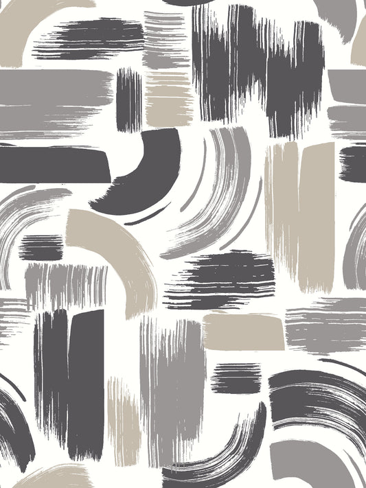 York Wallcoverings RoomMates Modern Brushstrokes Grey Peel and Stick Wallpaper  Abstract Greys  Wallpaper - RMK12414RL