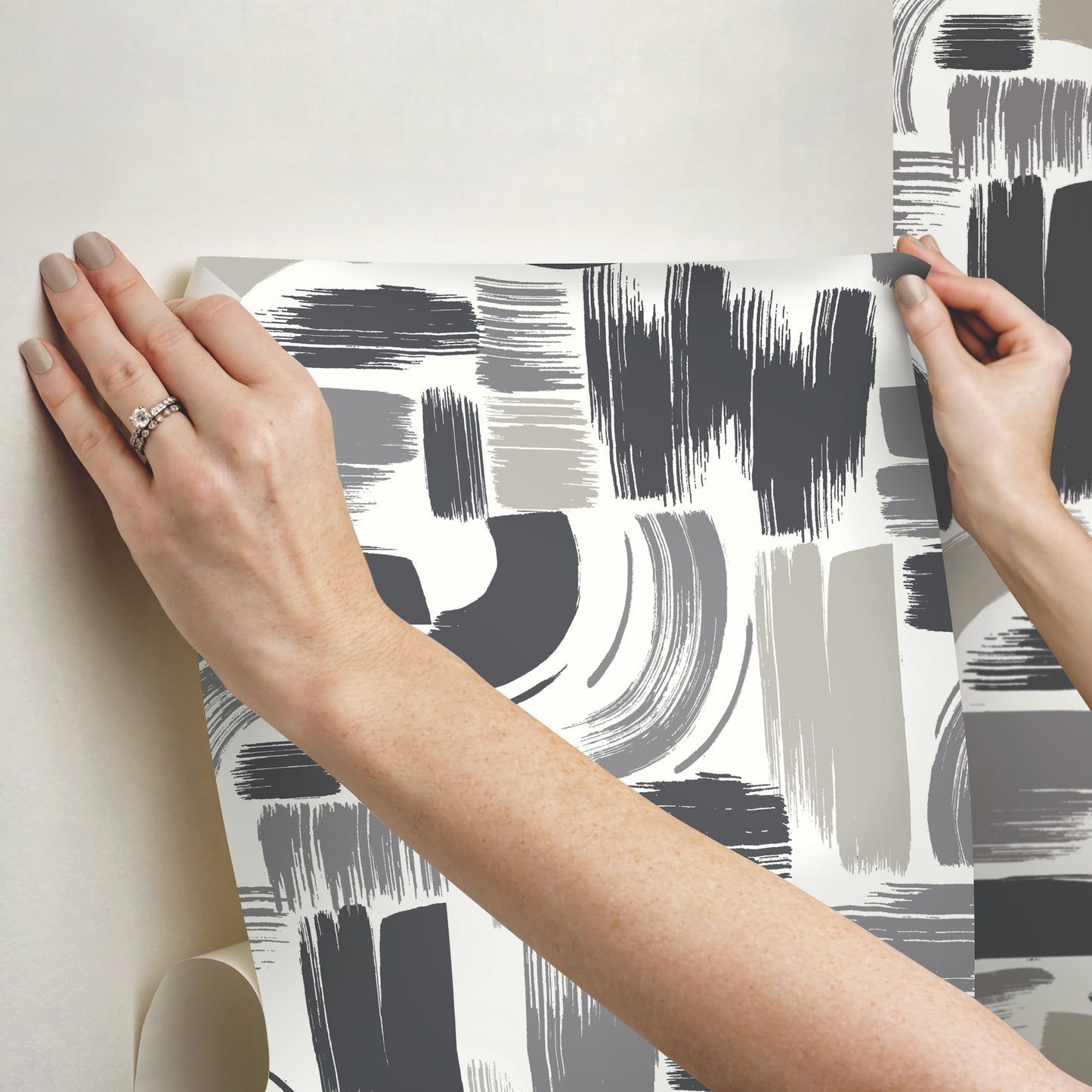 York Wallcoverings RoomMates Modern Brushstrokes Grey Peel and Stick Wallpaper  Abstract Greys  Wallpaper - RMK12414RL