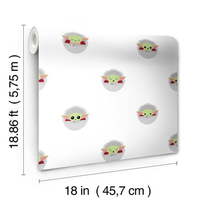 York Wallcoverings RoomMates Grogu Green Peel and Stick Wallpaper Kids Licensed Greens  Wallpaper - RMK12422RL