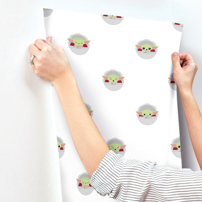 York Wallcoverings RoomMates Grogu Green Peel and Stick Wallpaper Kids Licensed Greens  Wallpaper - RMK12422RL