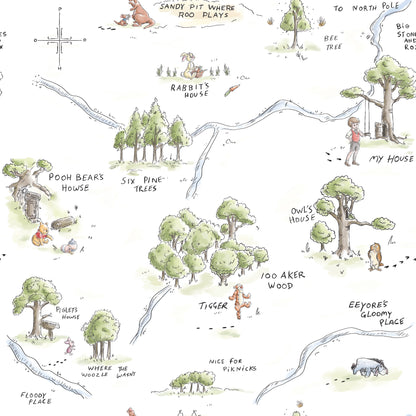 York Wallcoverings RoomMates Winnie The Pooh 100 Acre Wood Map Peel and Stick Wallpaper  Licensed Multicolor  Wallpaper - RMK12440RL