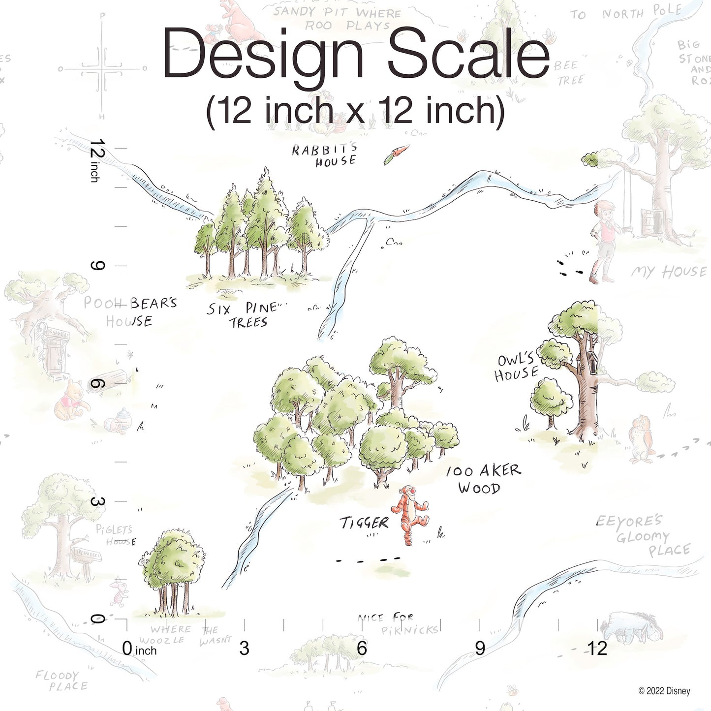 York Wallcoverings RoomMates Winnie The Pooh 100 Acre Wood Map Peel and Stick Wallpaper  Licensed Multicolor  Wallpaper - RMK12440RL