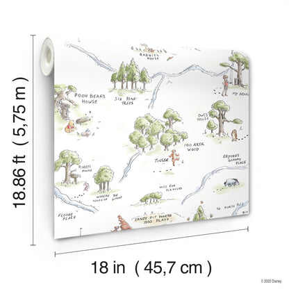 York Wallcoverings RoomMates Winnie The Pooh 100 Acre Wood Map Peel and Stick Wallpaper  Licensed Multicolor  Wallpaper - RMK12440RL