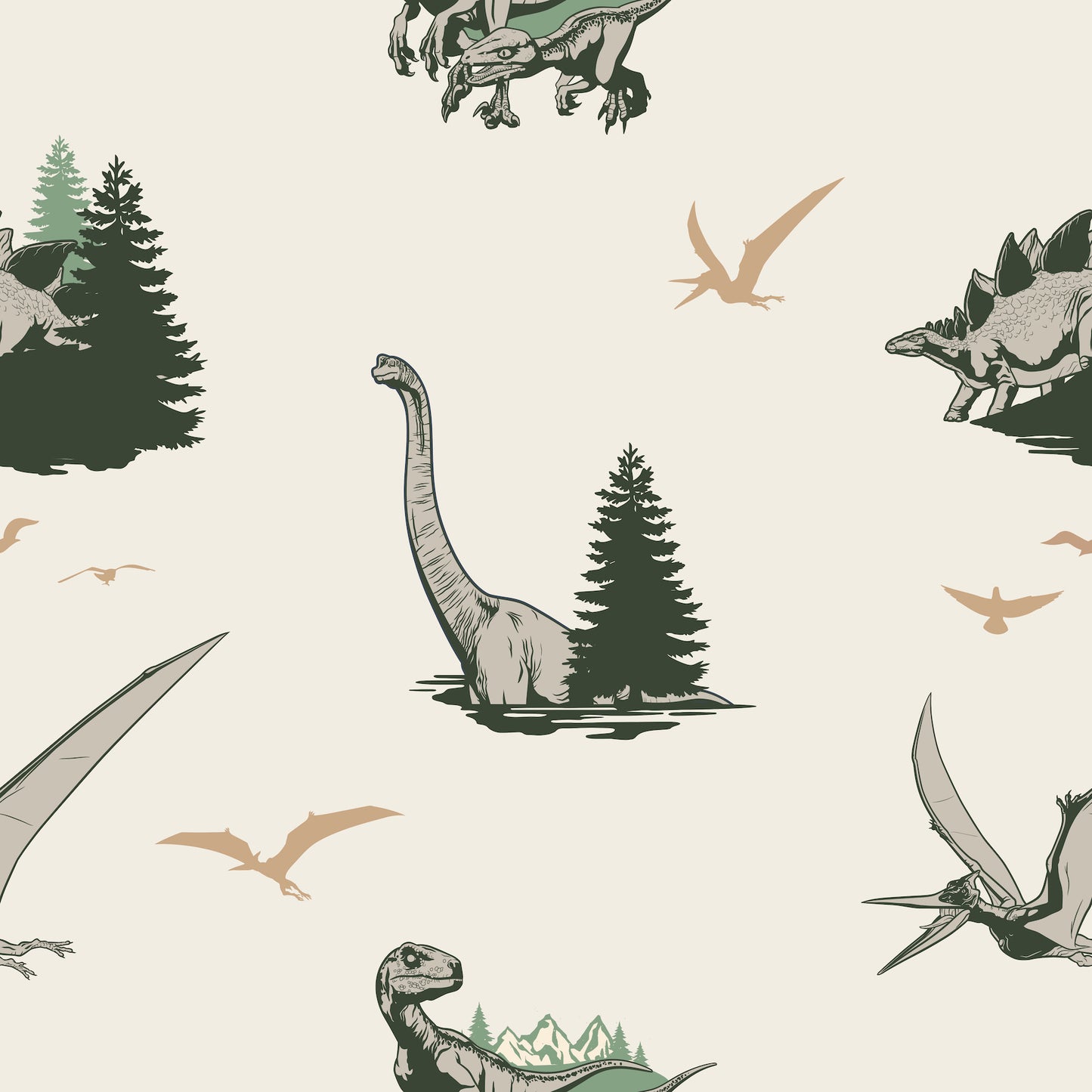 York Wallcoverings RoomMates Jurassic World: Dominion Vintage Dinosaurs Green Peel and Stick Wallpaper Whimsical Licensed Greens  Wallpaper - RMK12447RL