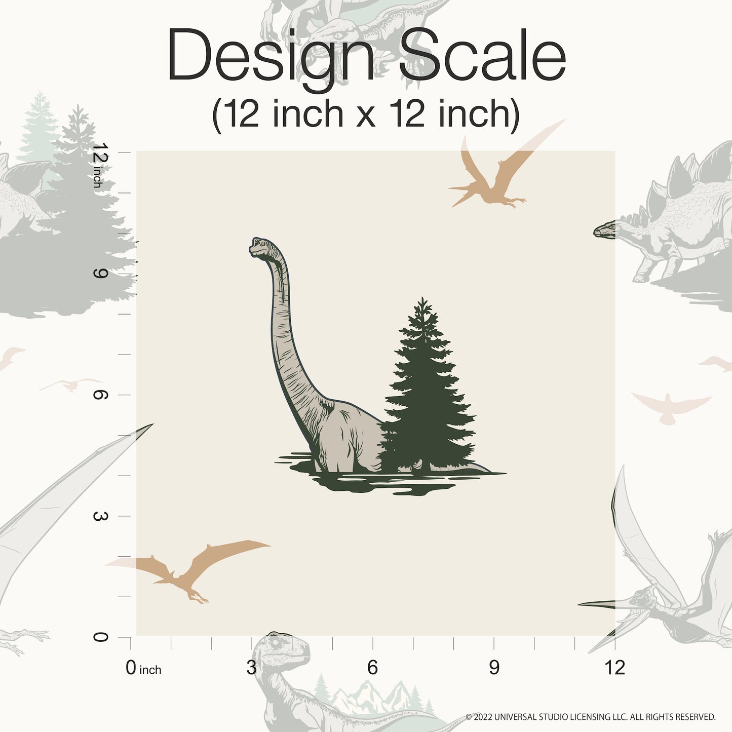 York Wallcoverings RoomMates Jurassic World: Dominion Vintage Dinosaurs Green Peel and Stick Wallpaper Whimsical Licensed Greens  Wallpaper - RMK12447RL