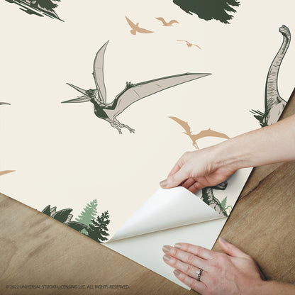 York Wallcoverings RoomMates Jurassic World: Dominion Vintage Dinosaurs Green Peel and Stick Wallpaper Whimsical Licensed Greens  Wallpaper - RMK12447RL