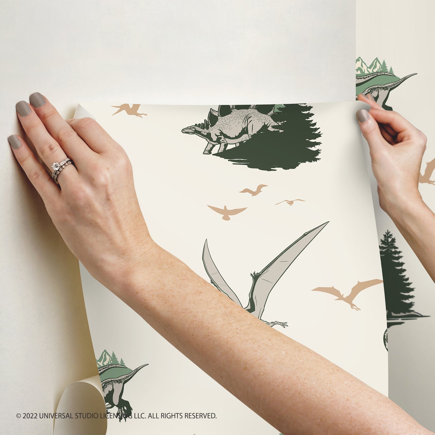 York Wallcoverings RoomMates Jurassic World: Dominion Vintage Dinosaurs Green Peel and Stick Wallpaper Whimsical Licensed Greens  Wallpaper - RMK12447RL
