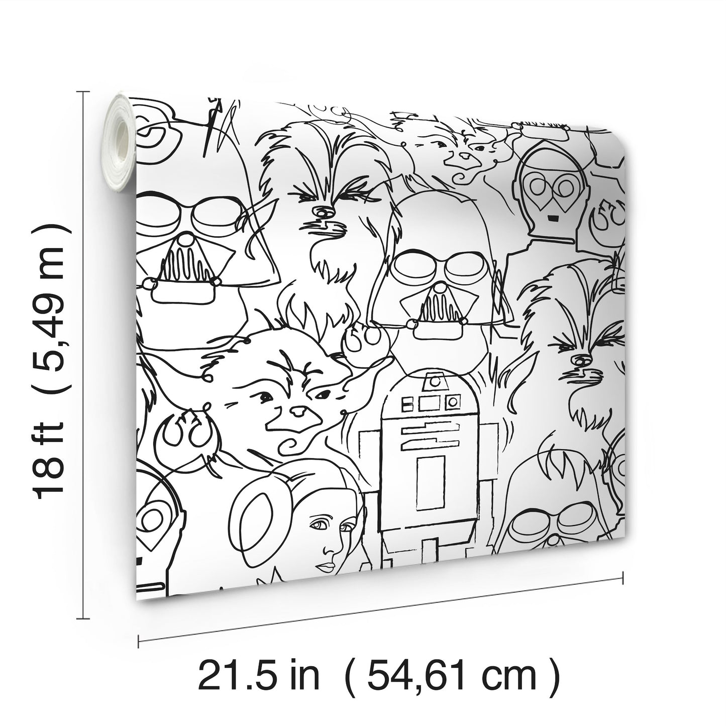 York Wallcoverings RoomMates Star Wars Saga Line Sketches Black Peel and Stick Wallpaper  Licensed Blacks  Wallpaper - RMK12451PL