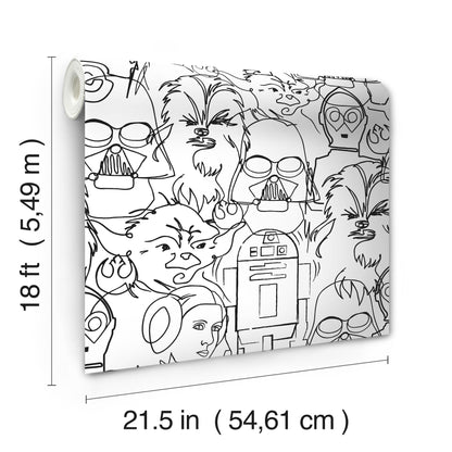 York Wallcoverings RoomMates Star Wars Saga Line Sketches Black Peel and Stick Wallpaper  Licensed Blacks  Wallpaper - RMK12451PL