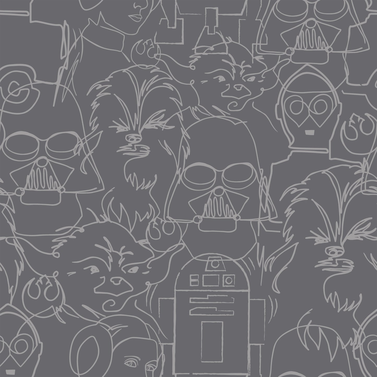 York Wallcoverings RoomMates Star Wars Saga Line Sketches Grey Peel and Stick Wallpaper  Licensed Greys  Wallpaper - RMK12453PL