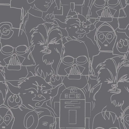 York Wallcoverings RoomMates Star Wars Saga Line Sketches Grey Peel and Stick Wallpaper  Licensed Greys  Wallpaper - RMK12453PL