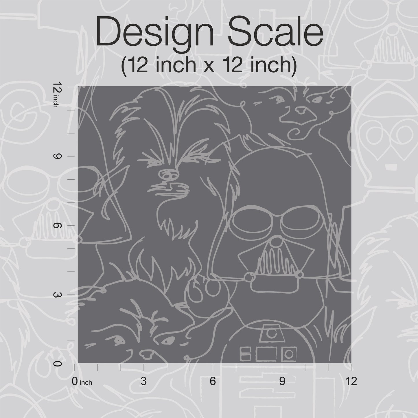 York Wallcoverings RoomMates Star Wars Saga Line Sketches Grey Peel and Stick Wallpaper  Licensed Greys  Wallpaper - RMK12453PL