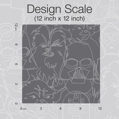 York Wallcoverings RoomMates Star Wars Saga Line Sketches Grey Peel and Stick Wallpaper  Licensed Greys  Wallpaper - RMK12453PL