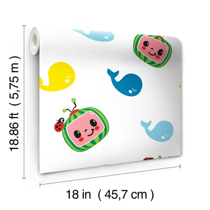 York Wallcoverings RoomMates CoComelon Peel and Stick Wallpaper Kids Graphics Blues  Wallpaper - RMK12460RL (Discontinued)