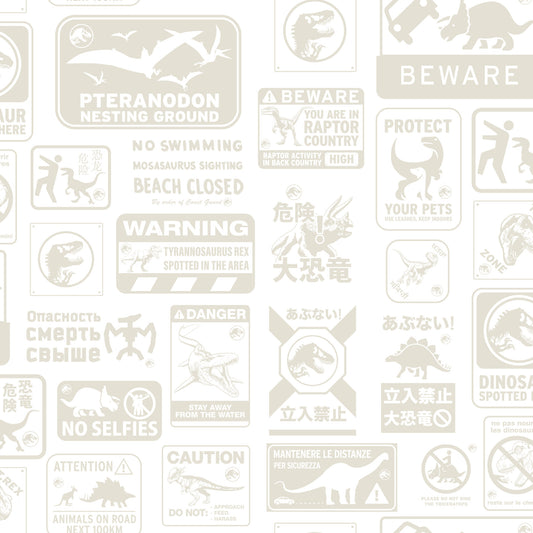York Wallcoverings RoomMates Jurassic World: Dominion Signs Beige Peel and Stick Wallpaper  Licensed Browns  Wallpaper - RMK12461RL