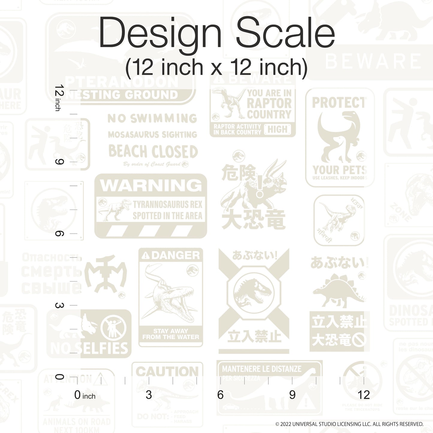 York Wallcoverings RoomMates Jurassic World: Dominion Signs Beige Peel and Stick Wallpaper  Licensed Browns  Wallpaper - RMK12461RL