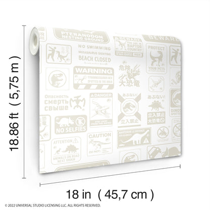 York Wallcoverings RoomMates Jurassic World: Dominion Signs Beige Peel and Stick Wallpaper  Licensed Browns  Wallpaper - RMK12461RL
