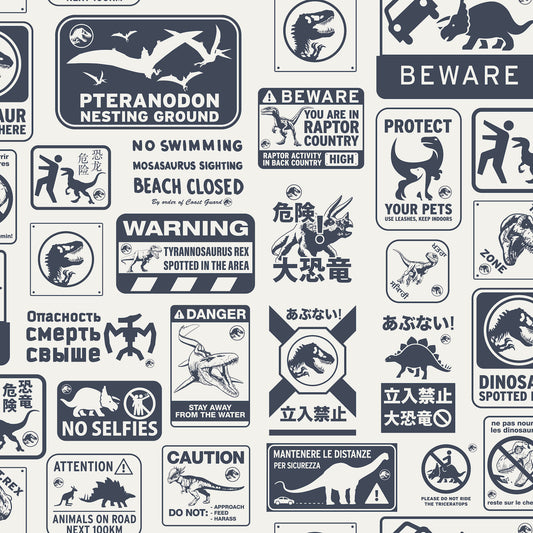 York Wallcoverings RoomMates Jurassic World: Dominion Signs Blue Peel and Stick Wallpaper  Licensed Blues  Wallpaper - RMK12462RL