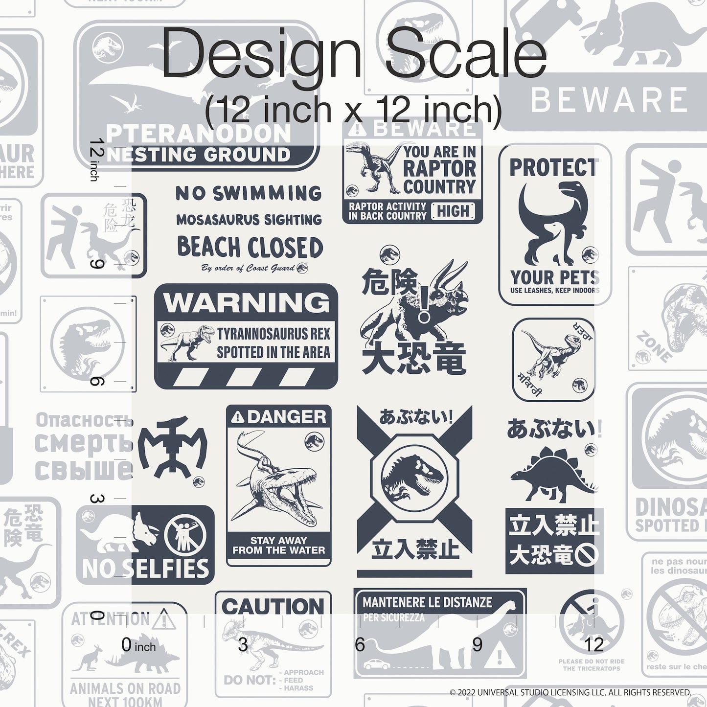 York Wallcoverings RoomMates Jurassic World: Dominion Signs Blue Peel and Stick Wallpaper  Licensed Blues  Wallpaper - RMK12462RL