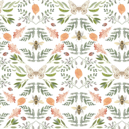 York Wallcoverings RoomMates Penny Lane: Forest Cottage Bee and Butterfly White Peel and Stick Wallpaper   Whites and Off-Whites  Wallpaper - RMK12470PLW
