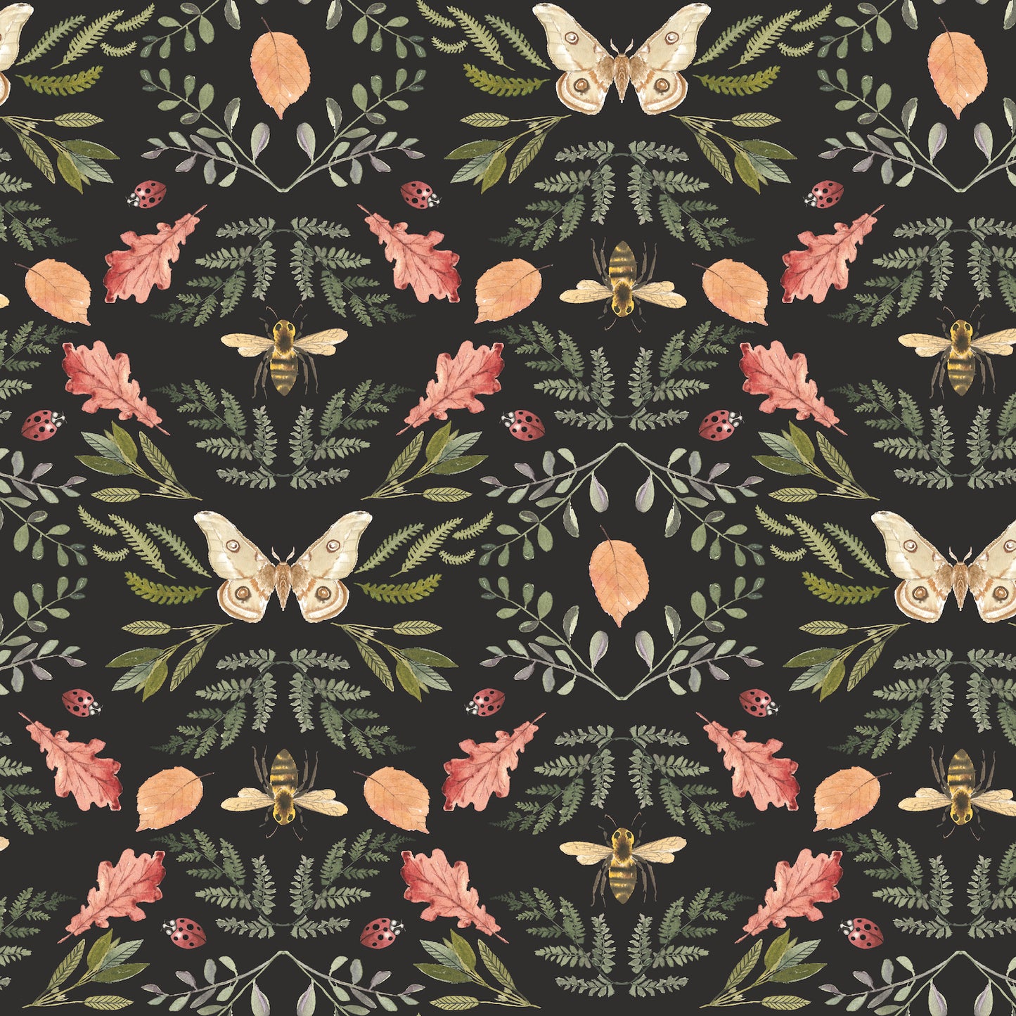 York Wallcoverings RoomMates Penny Lane: Forest Cottage Bee and Butterfly Black Peel and Stick Wallpaper   Blacks  Wallpaper - RMK12471PLW