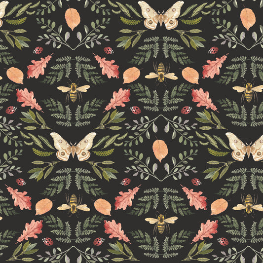 York Wallcoverings RoomMates Penny Lane: Forest Cottage Bee and Butterfly Black Peel and Stick Wallpaper   Blacks  Wallpaper - RMK12471PLW