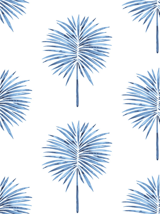 York Wallcoverings RoomMates Blue Cat Coquillette Fun Fronds Tropical Beach Blues  Wallpaper - RMK12511RL