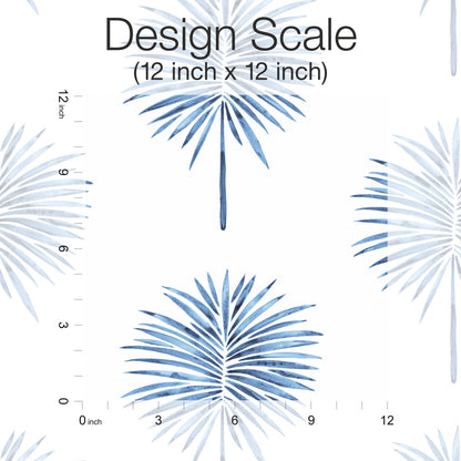 York Wallcoverings RoomMates Blue Cat Coquillette Fun Fronds Tropical Beach Blues  Wallpaper - RMK12511RL