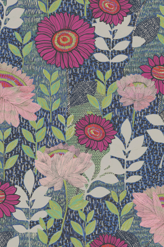 York Wallcoverings RoomMates Botanical Garden Blue Peel and Stick Wallpaper Modern Botanical Blues  Wallpaper - RMK12513RL