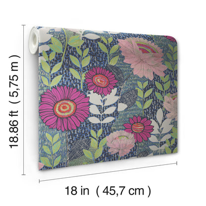 York Wallcoverings RoomMates Botanical Garden Blue Peel and Stick Wallpaper Modern Botanical Blues  Wallpaper - RMK12513RL