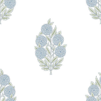 York Wallcoverings RoomMates Dutch Floral Blue Peel and Stick Wallpaper Modern Botanical Blues  Wallpaper - RMK12517RL