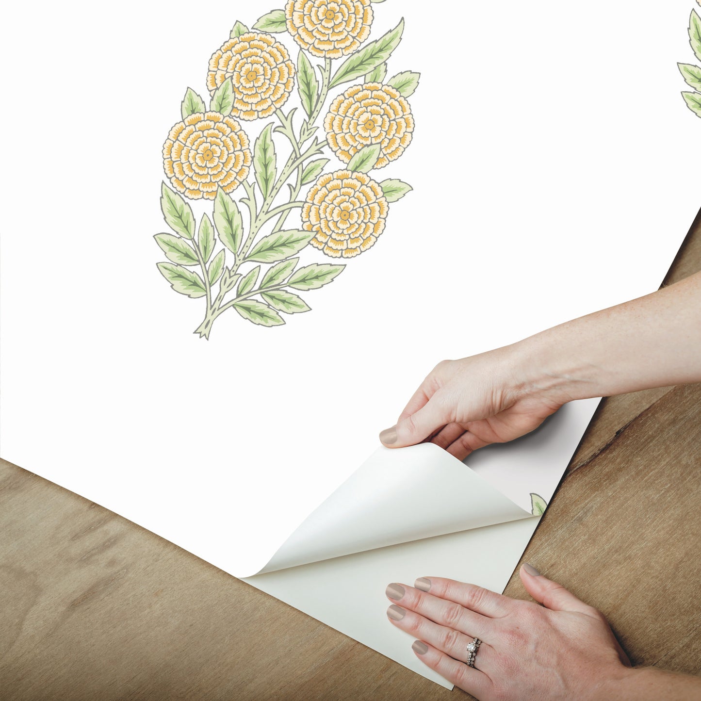 York Wallcoverings RoomMates Dutch Floral Yellow Peel and Stick Wallpaper Modern Botanical Yellows  Wallpaper - RMK12518RL