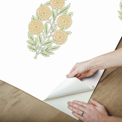 York Wallcoverings RoomMates Dutch Floral Yellow Peel and Stick Wallpaper Modern Botanical Yellows  Wallpaper - RMK12518RL