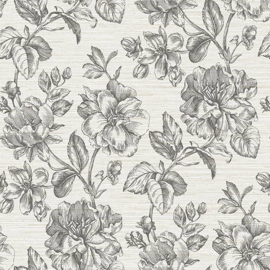 York Wallcoverings RoomMates Flower Girl Charcoal Peel and Stick Wallpaper Modern Botanical Greys  Wallpaper - RMK12519RL