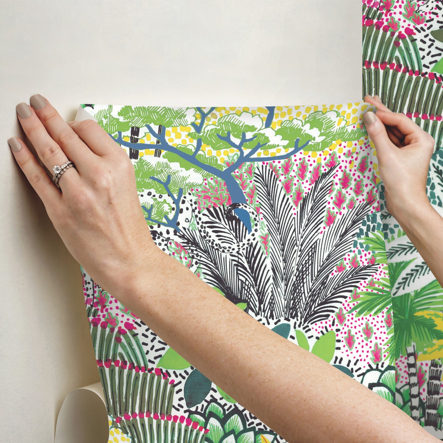 York Wallcoverings RoomMates Jungle Vibe Yellow Peel and Stick Wallpaper Whimsical Botanical Yellows  Wallpaper - RMK12532RL