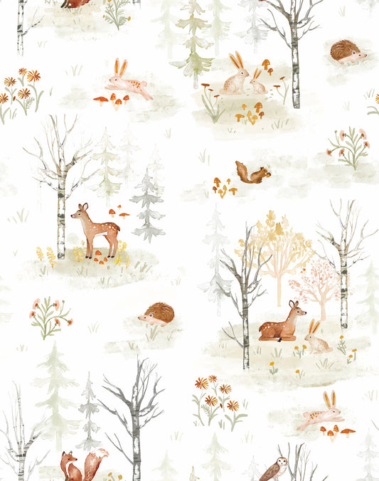 York Wallcoverings RoomMates Neutral Clara Jean Woodland Scene   Neutrals  Wallpaper - RMK12556PLW
