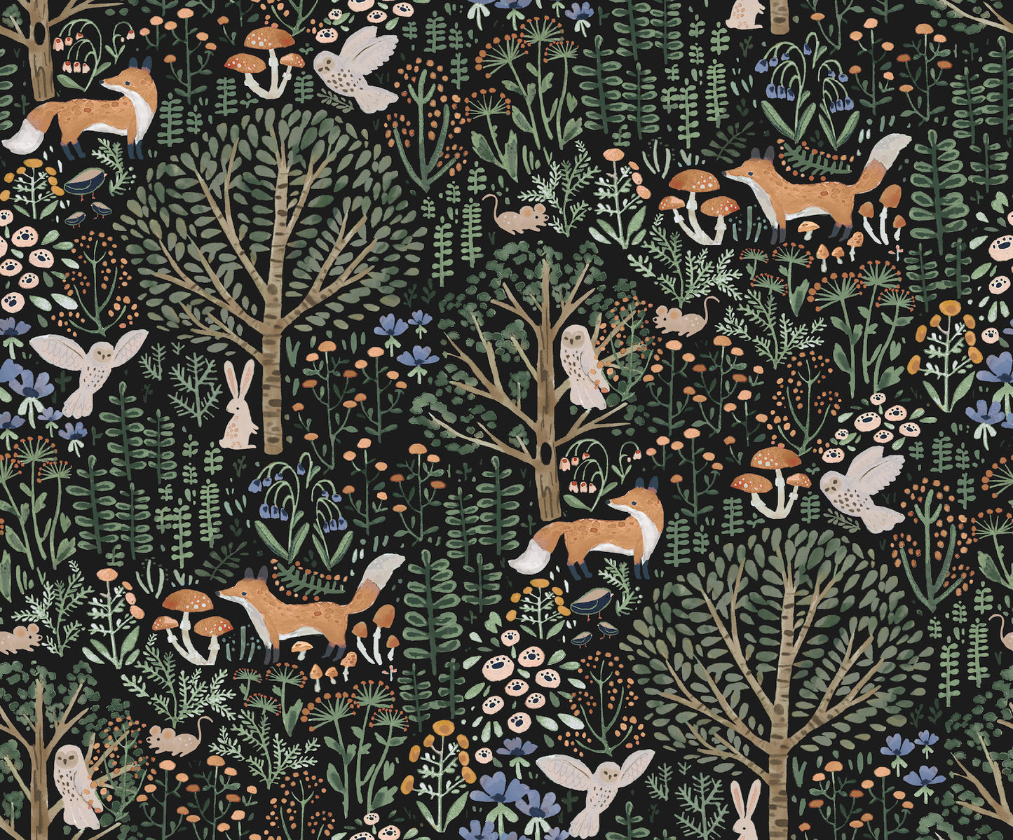 York Wallcoverings RoomMates Clara Jean Folklore Forest   Blacks  Wallpaper - RMK12558PLW