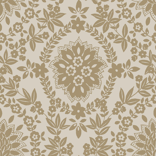 York Wallcoverings RoomMates Boho Baroque Damask Taupe Peel and Stick Wallpaper Bohemian Abstract Neutrals  Wallpaper - RMK12572PL