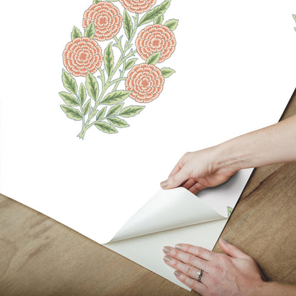 York Wallcoverings RoomMates Dutch Floral Coral Peel and Stick Wallpaper Modern Botanical Pinks  Wallpaper - RMK12576RL