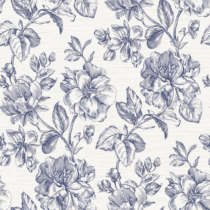 York Wallcoverings RoomMates Flower Girl Blue Peel and Stick Wallpaper Modern Botanical Blues  Wallpaper - RMK12577RL