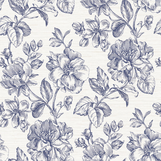 York Wallcoverings RoomMates Flower Girl Blue Peel and Stick Wallpaper Modern Botanical Blues  Wallpaper - RMK12577RL